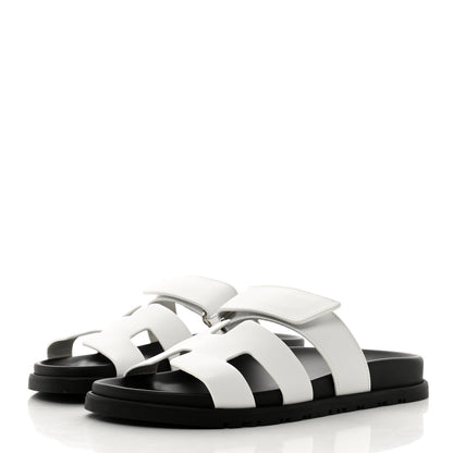 Hermes Calfskin Womens Chypre Sandals 37 White 3 of 9