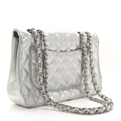 Chanel Metallic Lambskin Quilted Jumbo Single Flap Silver 3 of 11