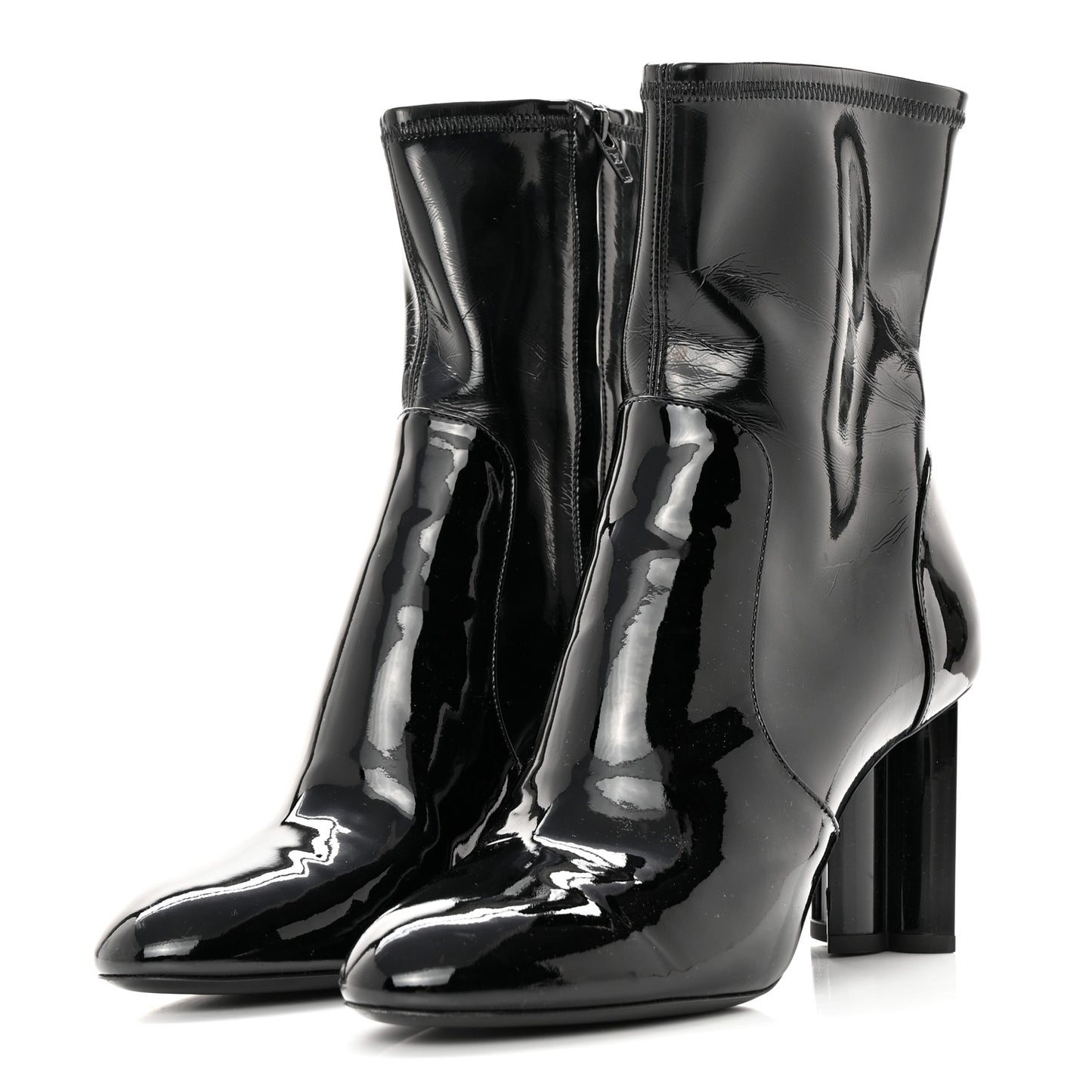 Patent Silhouette Ankle Boots 38 Black