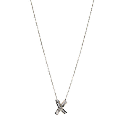 Tiffany 18K Yellow Gold Platinum Diamond Paloma Picasso Graffiti X Pendant Necklace 1 of 7