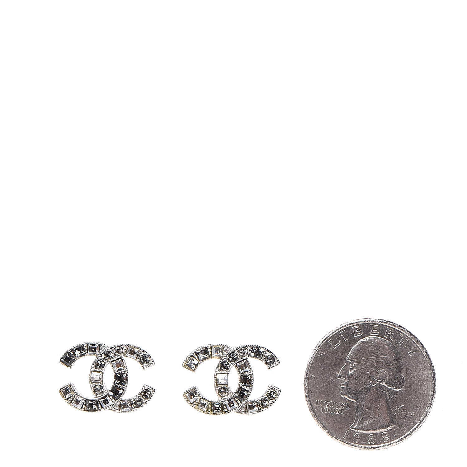 Chanel Crystal CC Earrings Silver 2 of 6