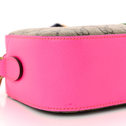 Gucci GG Supreme Monogram Textured Dollar Calfskin Web Ophidia Small Crossbody Bag Beige Ebony Fuchsia 9 of 11