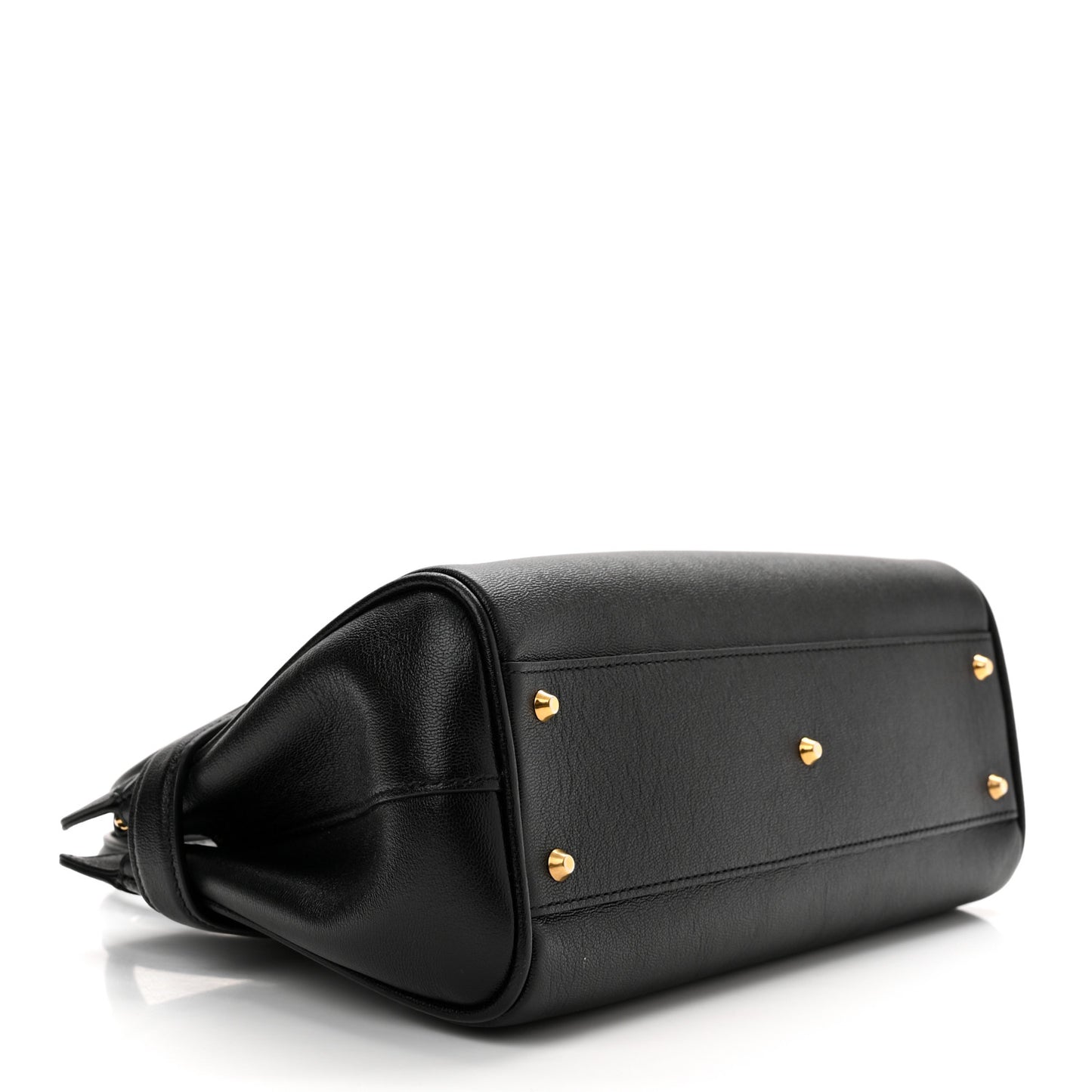 New Sakai Calfskin Lux Small Dahlia Top Handle Shoulder Bag Black