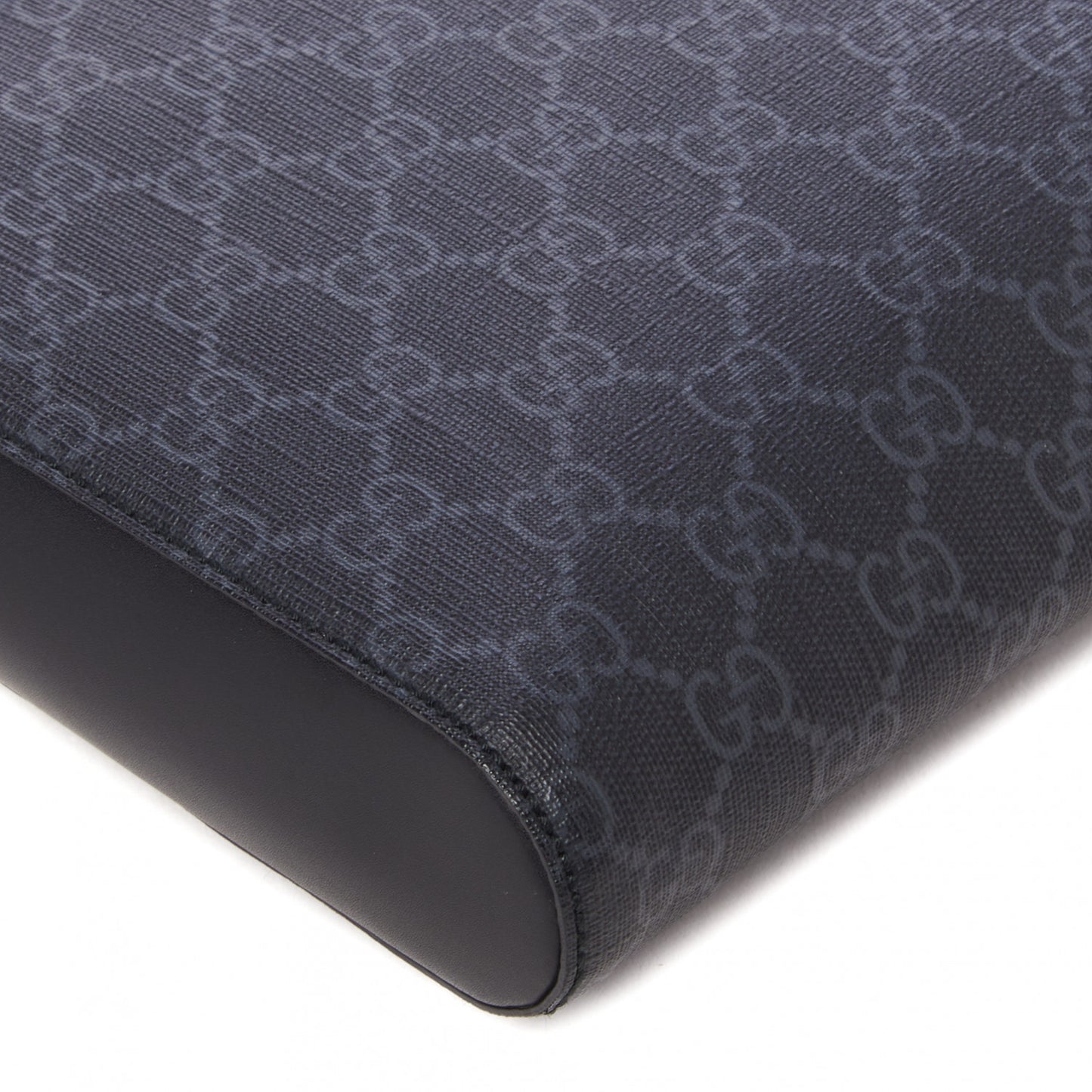 GG Supreme Monogram Appia Calfskin Web Flat Messenger Bag Black Grey
