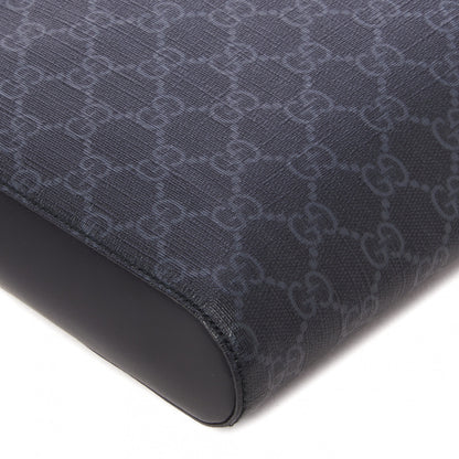 Gucci GG Supreme Monogram Appia Calfskin Web Flat Messenger Bag Black Grey 6 of 9
