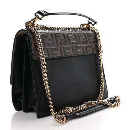 Fendi Vitello Liberty Bi-Color FF 1974 Embossed Chain Strap Kan U Shoulder Bag Black Maya 3 of 10