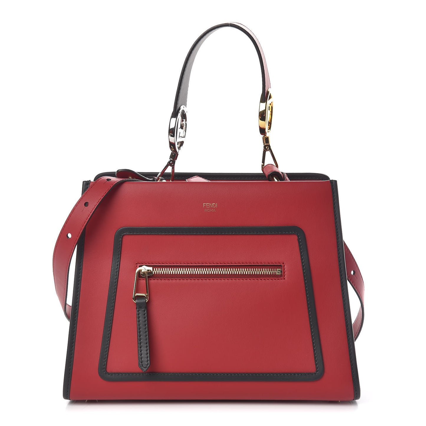 Vitello Century Opaco F is Fendi Bi-Color Small Runaway Satchel Fragola Black