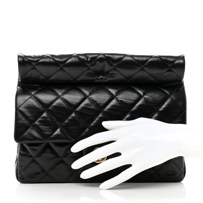 Chanel Crumpled Calfskin Quilted Clutch Black 2 of 7