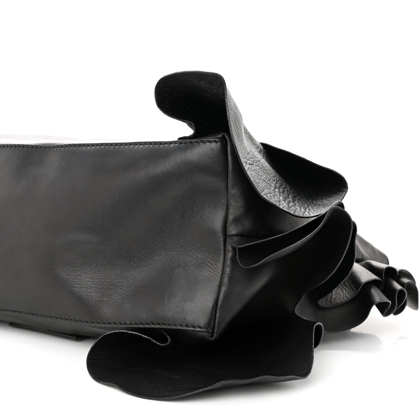 Nappa Ruffled Hobo Black