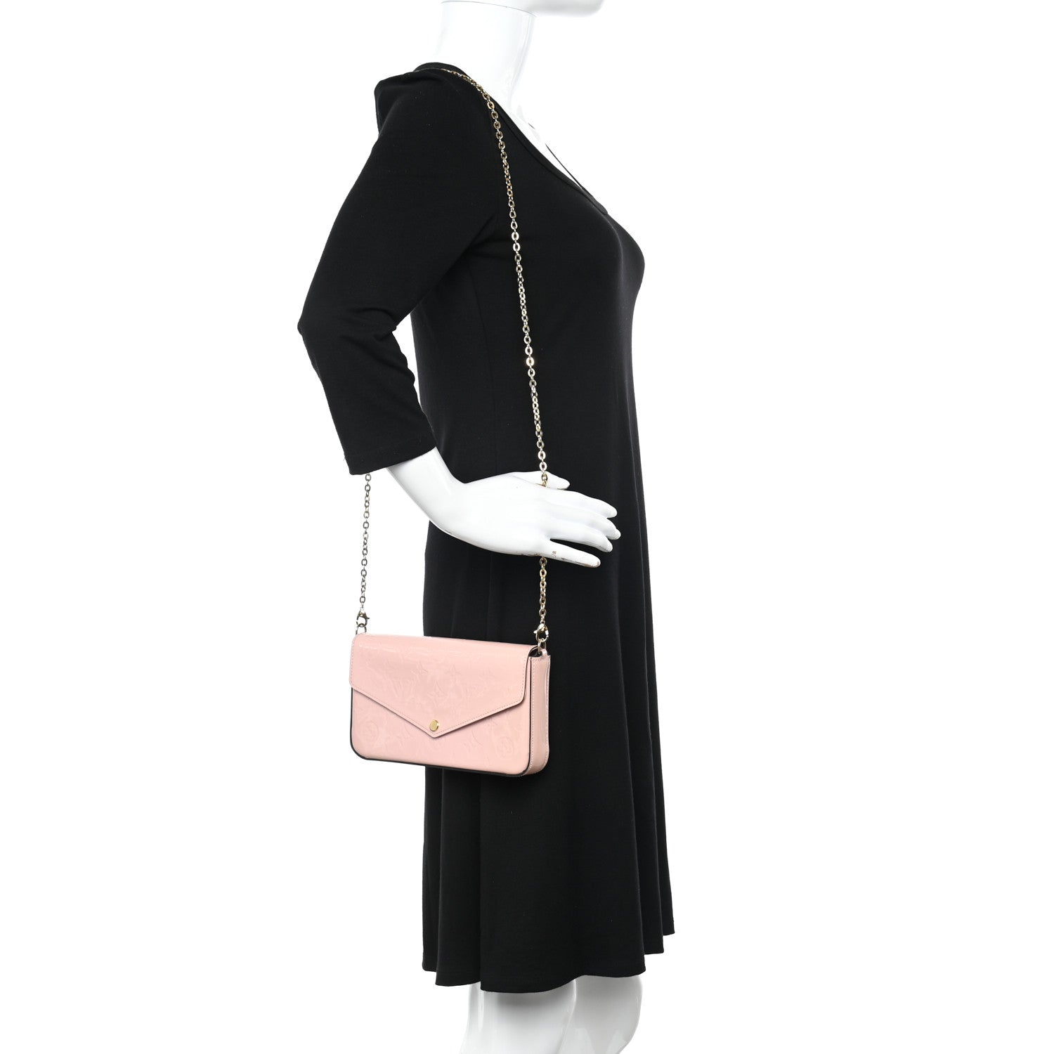 Louis Vuitton Vernis Felicie Chain Wallet Rose Ballerine 2 of 11