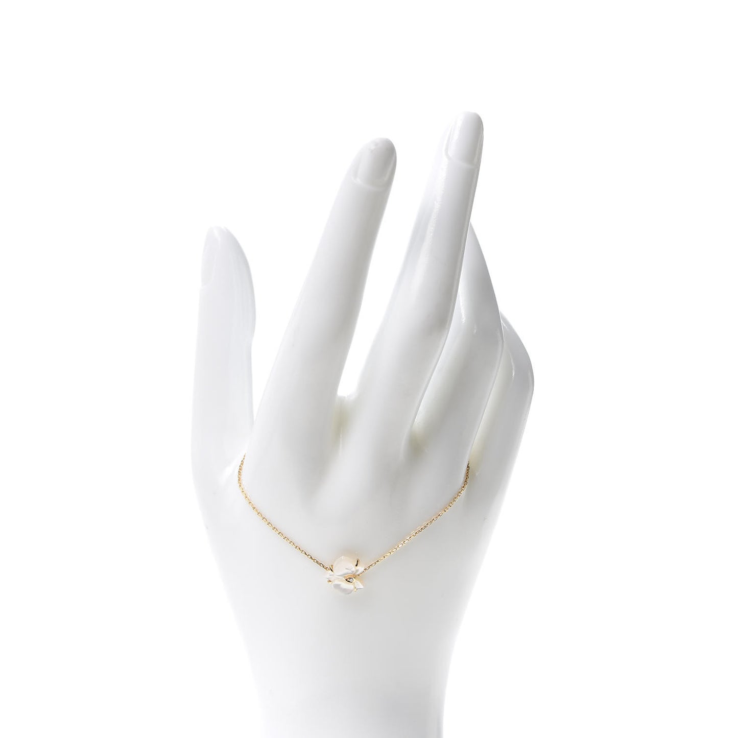 18K Yellow Gold Diamond White Mother of Pearl Caresse D'Orchidees Par Cartier Bracelet