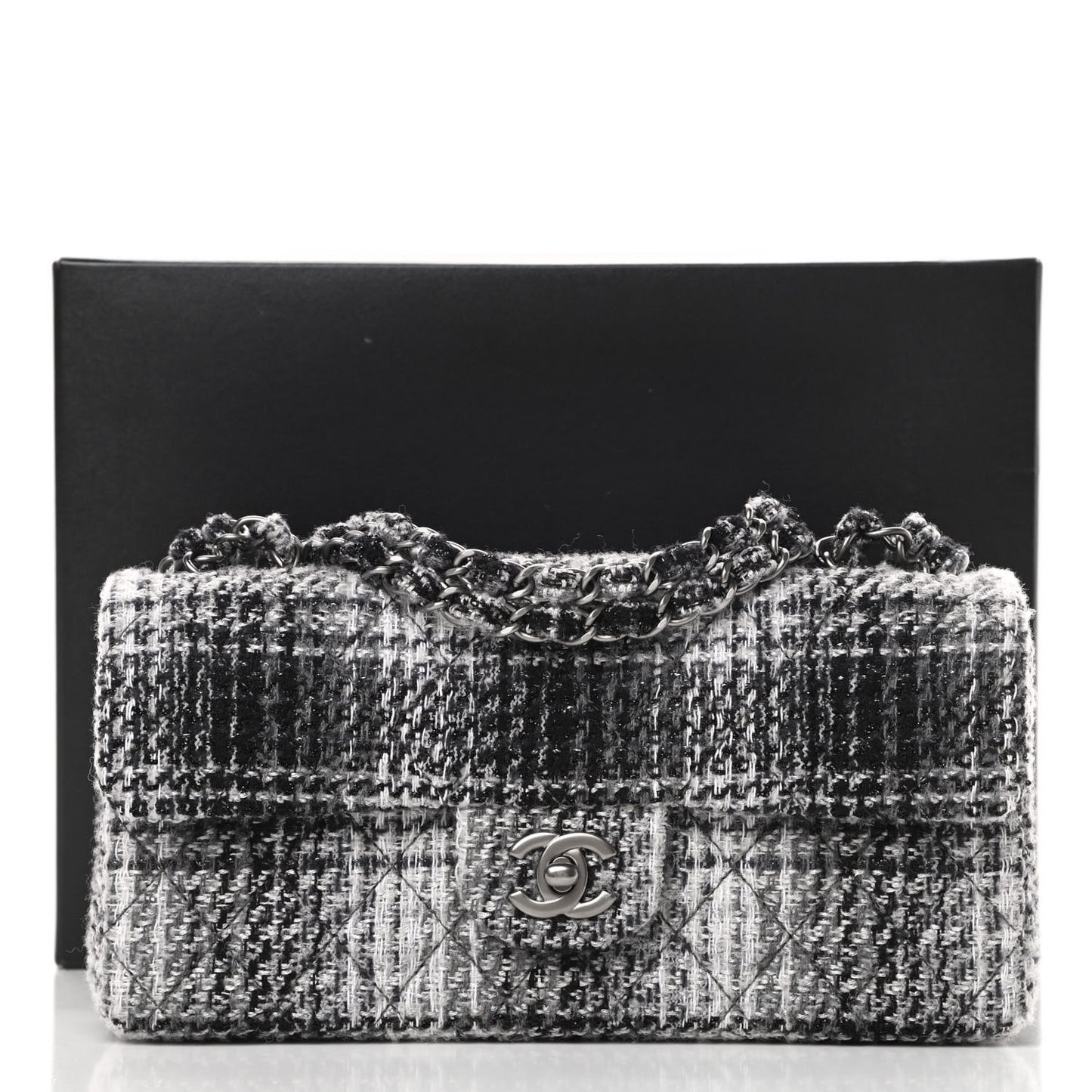 Tweed East West Flap Black White