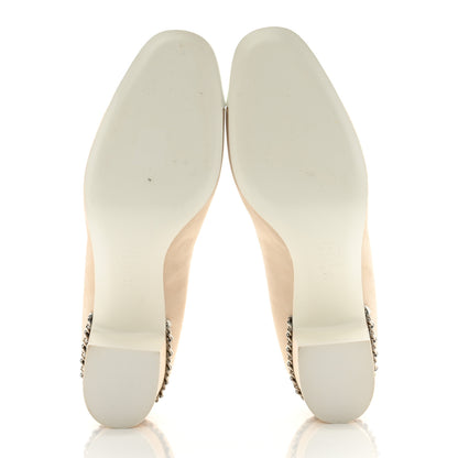 Chanel Velvet Matte Calfskin Patent Chain CC Cap Toe Pumps 39 Beige White 5 of 12