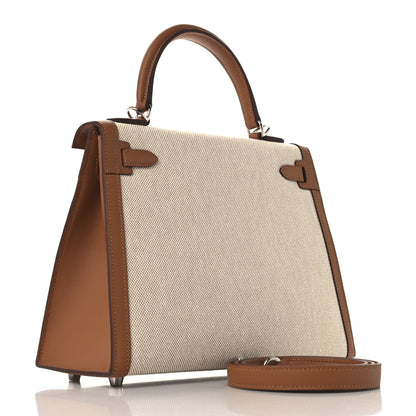 Hermes Toile H Swift Kelly Sellier 25 Ecru Gold 3 of 13