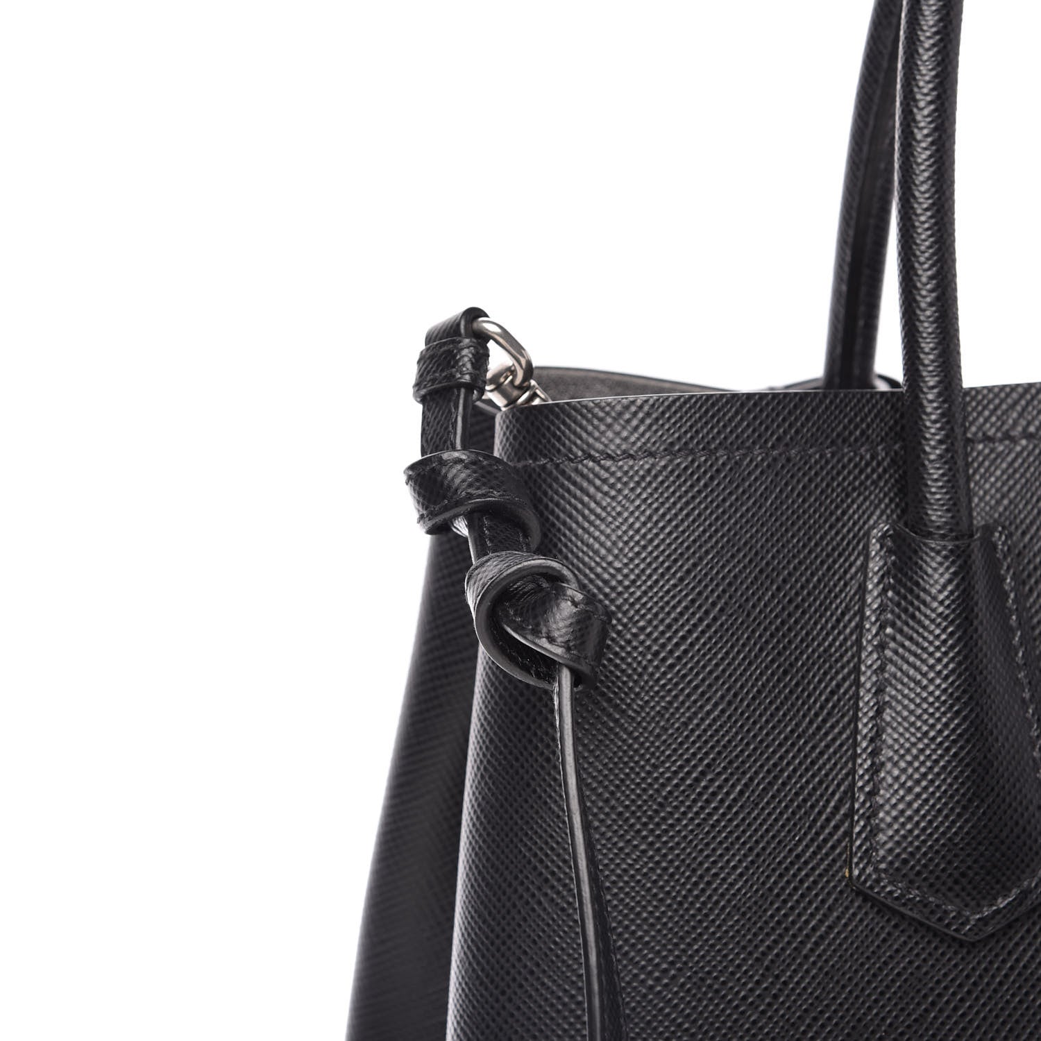 Prada Saffiano Cuir Small Double Bag Black Chrome 11 of 13