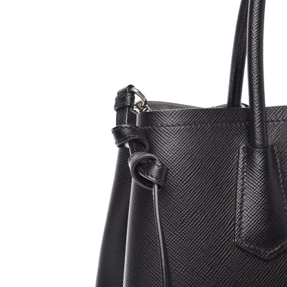 Prada Saffiano Cuir Small Double Bag Black Chrome 11 of 13