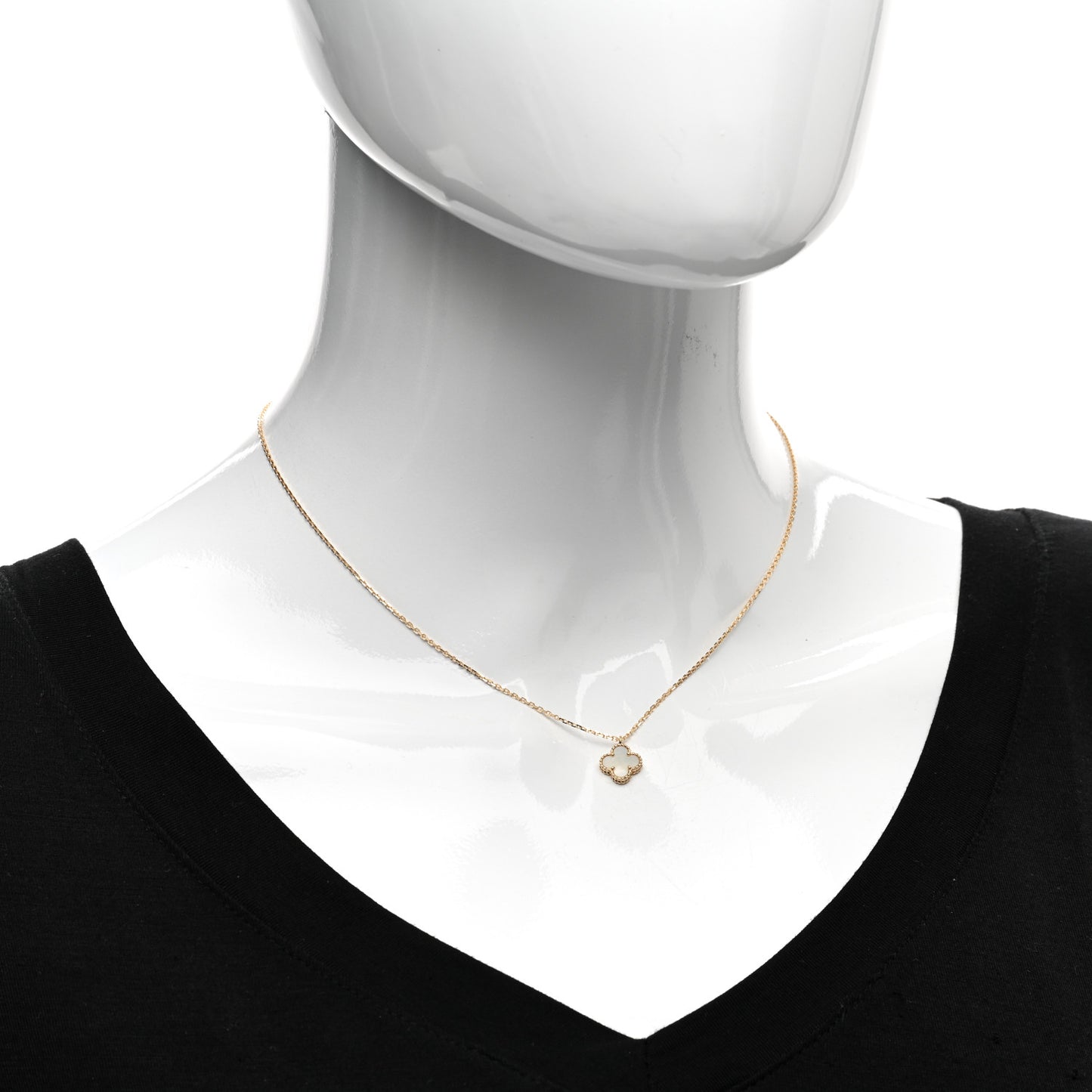 18K Yellow Gold Mother of Pearl Sweet Alhambra Pendant Necklace