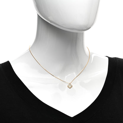 Van Cleef & Arpels 18K Yellow Gold Mother of Pearl Sweet Alhambra Pendant Necklace 2 of 5