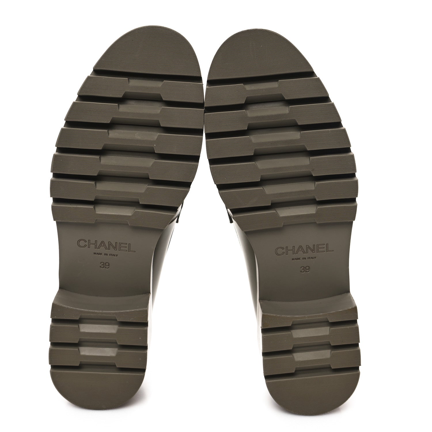 Chanel Calfskin Metal CC Loafers 39 Khaki 5 of 10