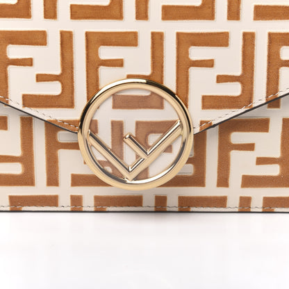 Fendi Vitello Soft F is Fendi Bi-Color FF 1974 Embossed Medium Envelope Wallet On Chain Camelia Saddler 10 of 10