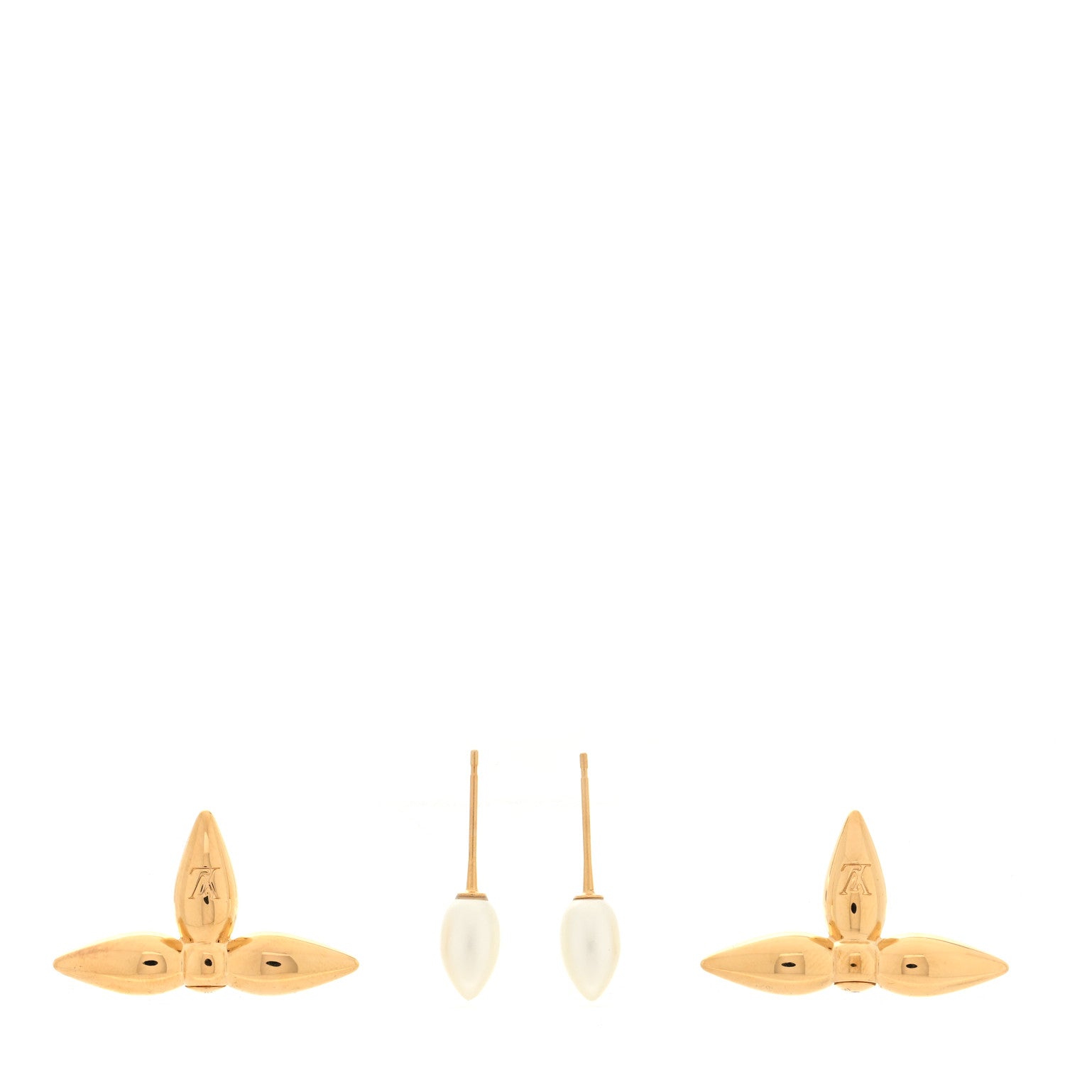 Louis Vuitton Pearl Louisette By Night Earrings Gold 3 of 5