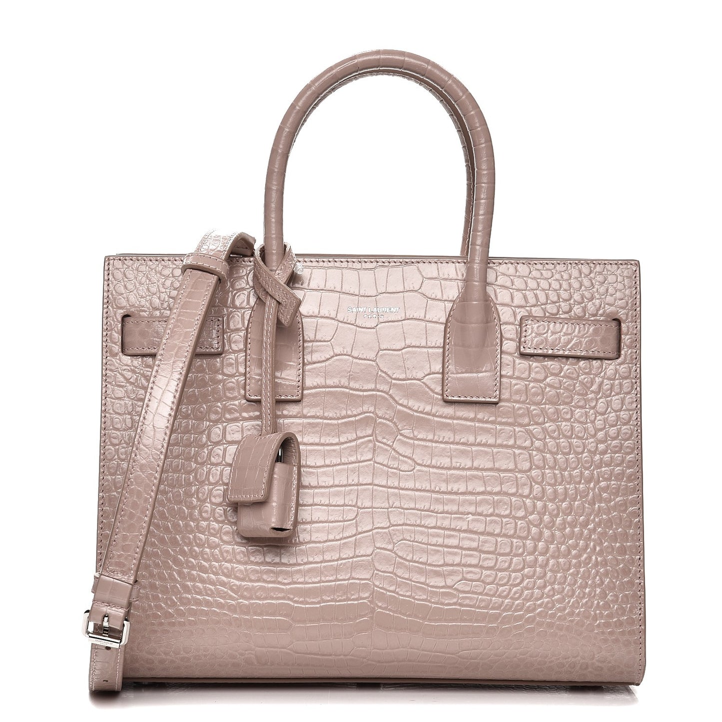 Calfskin Crocodile Embossed Baby Sac De Jour Rose Antic