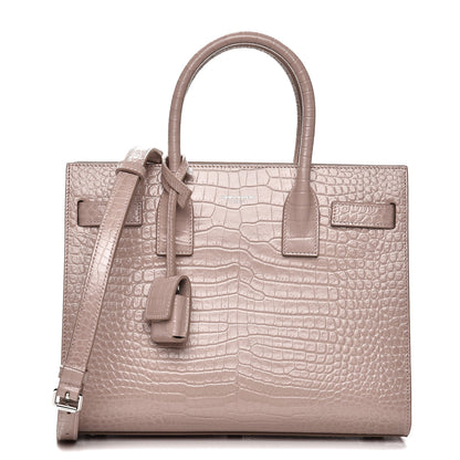 Saint Laurent Calfskin Crocodile Embossed Baby Sac De Jour Rose Antic 1 of 8