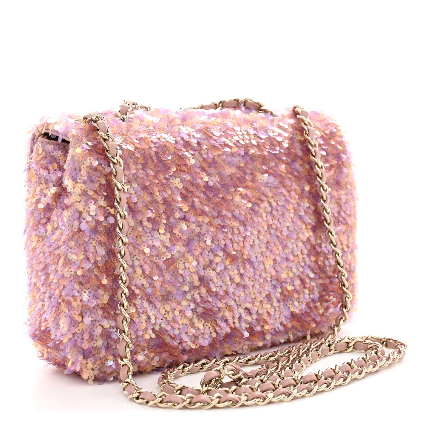 Sequin Small Single Flap Pink Light Pink