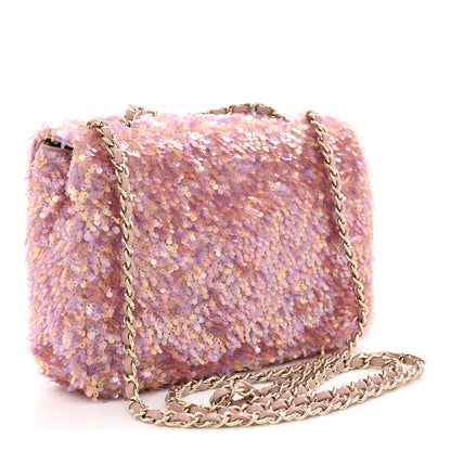 Chanel Sequin Small Single Flap Pink Light Pink 3 of 11