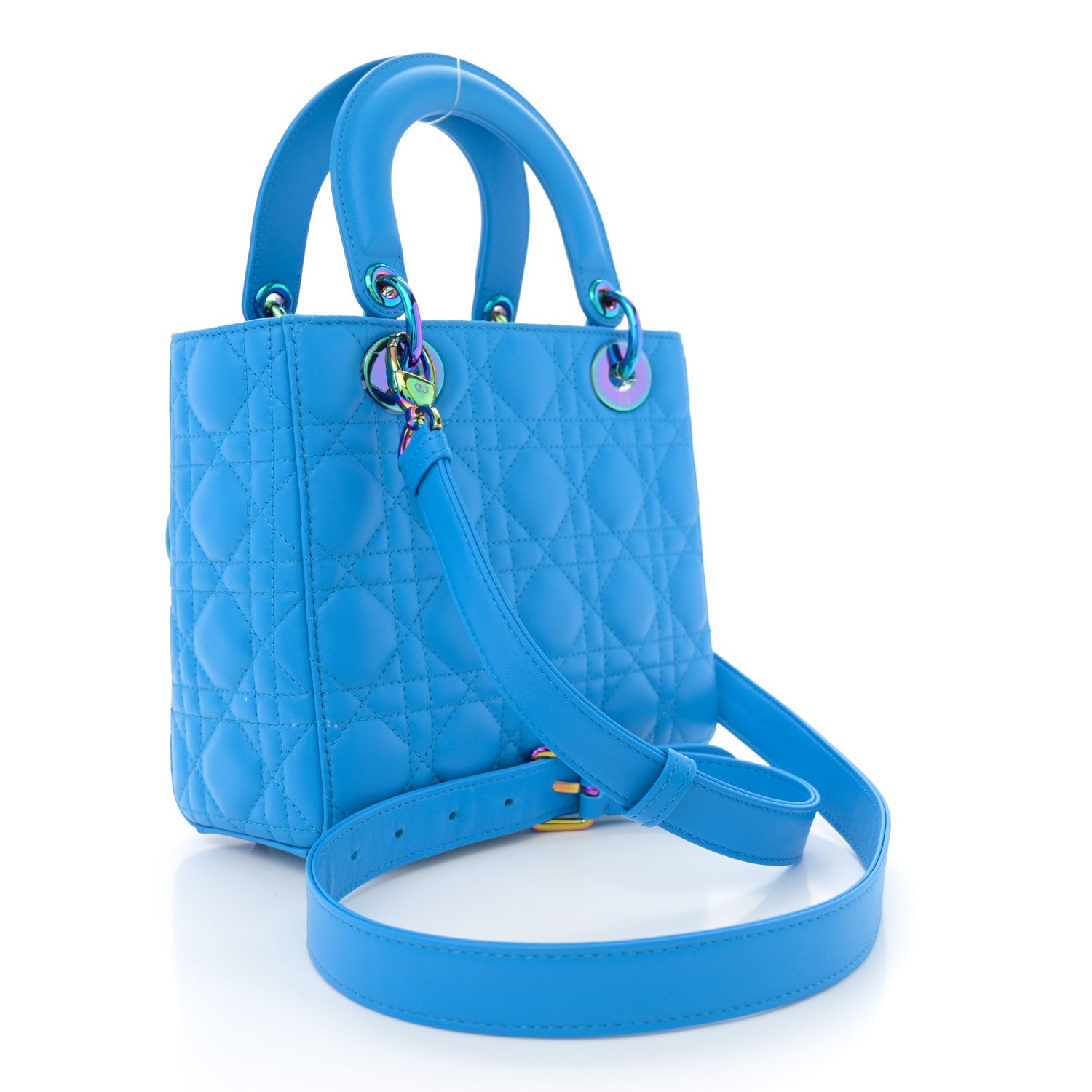Christian Dior Lambskin Cannage Small Lady Dior Bright Blue 3 of 11