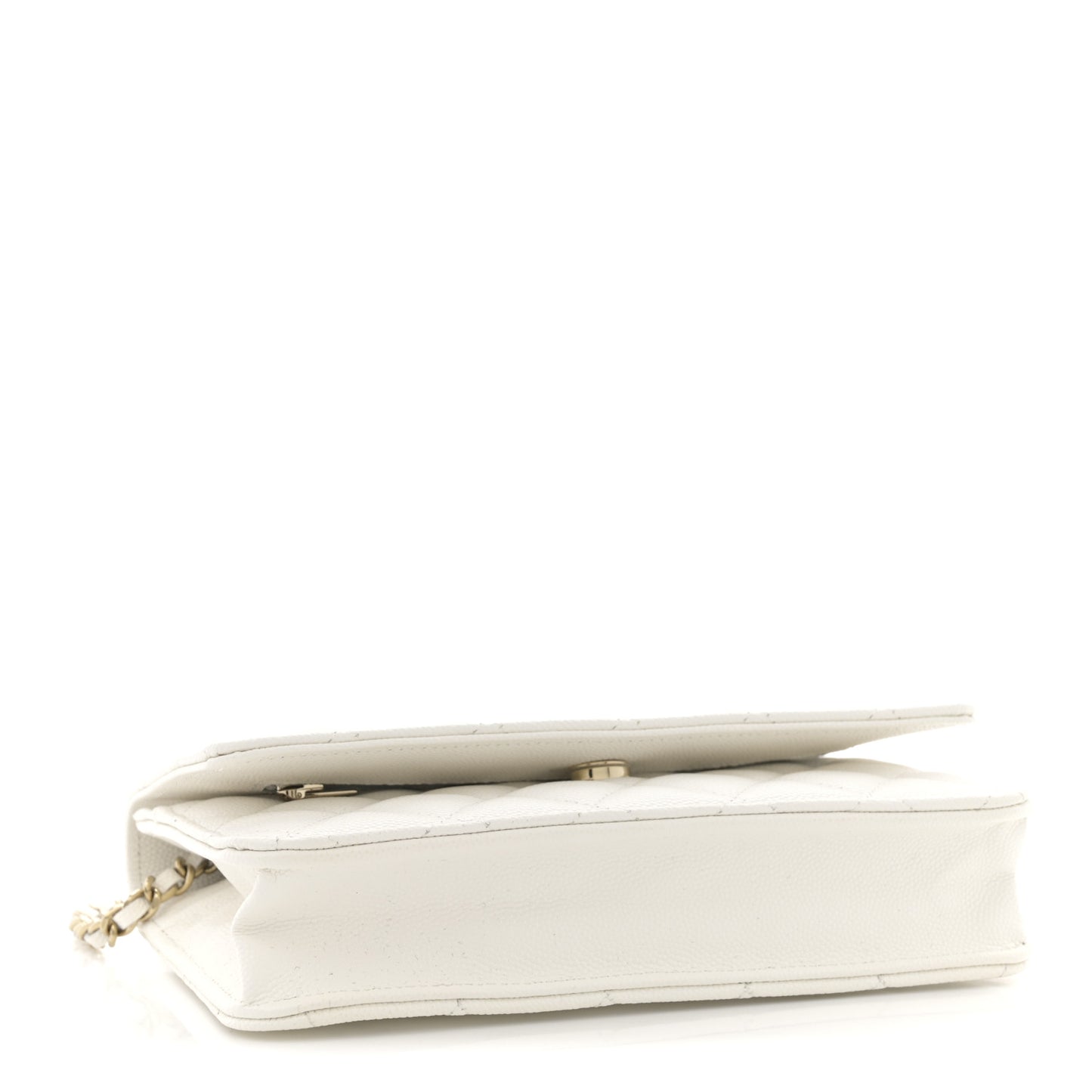 Caviar Quilted Wallet on Chain WOC White