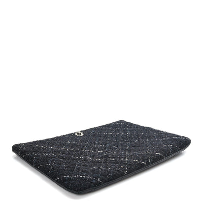 Chanel Tweed Lambskin Quilted Large Cosmetic Case Black 4 of 7