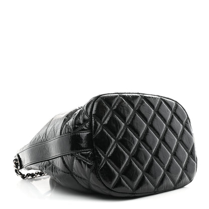 Chanel Shiny Aged Calfskin CC Chain Drawstring Bag Black 4 of 11