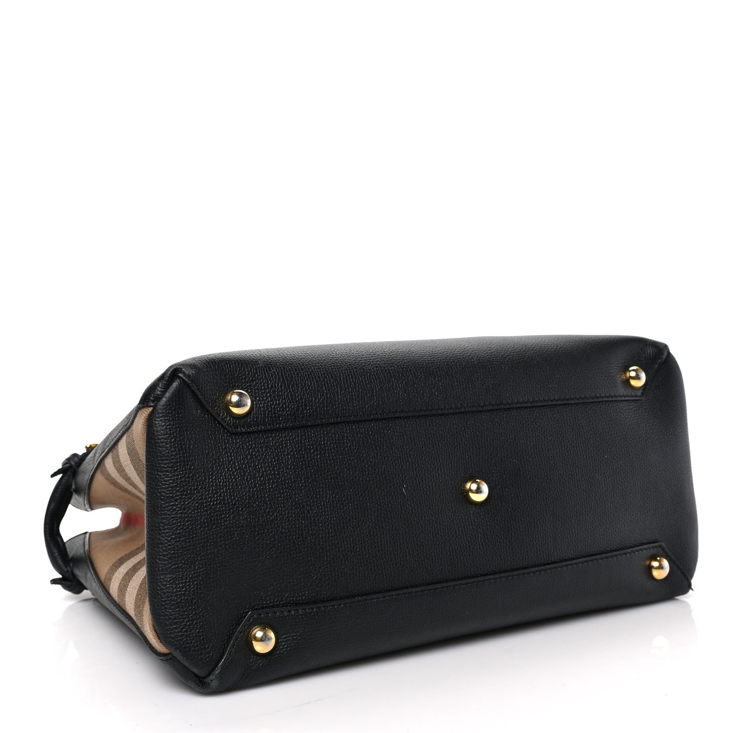 Grainy Calfskin House Check Medium Banner Tote Black