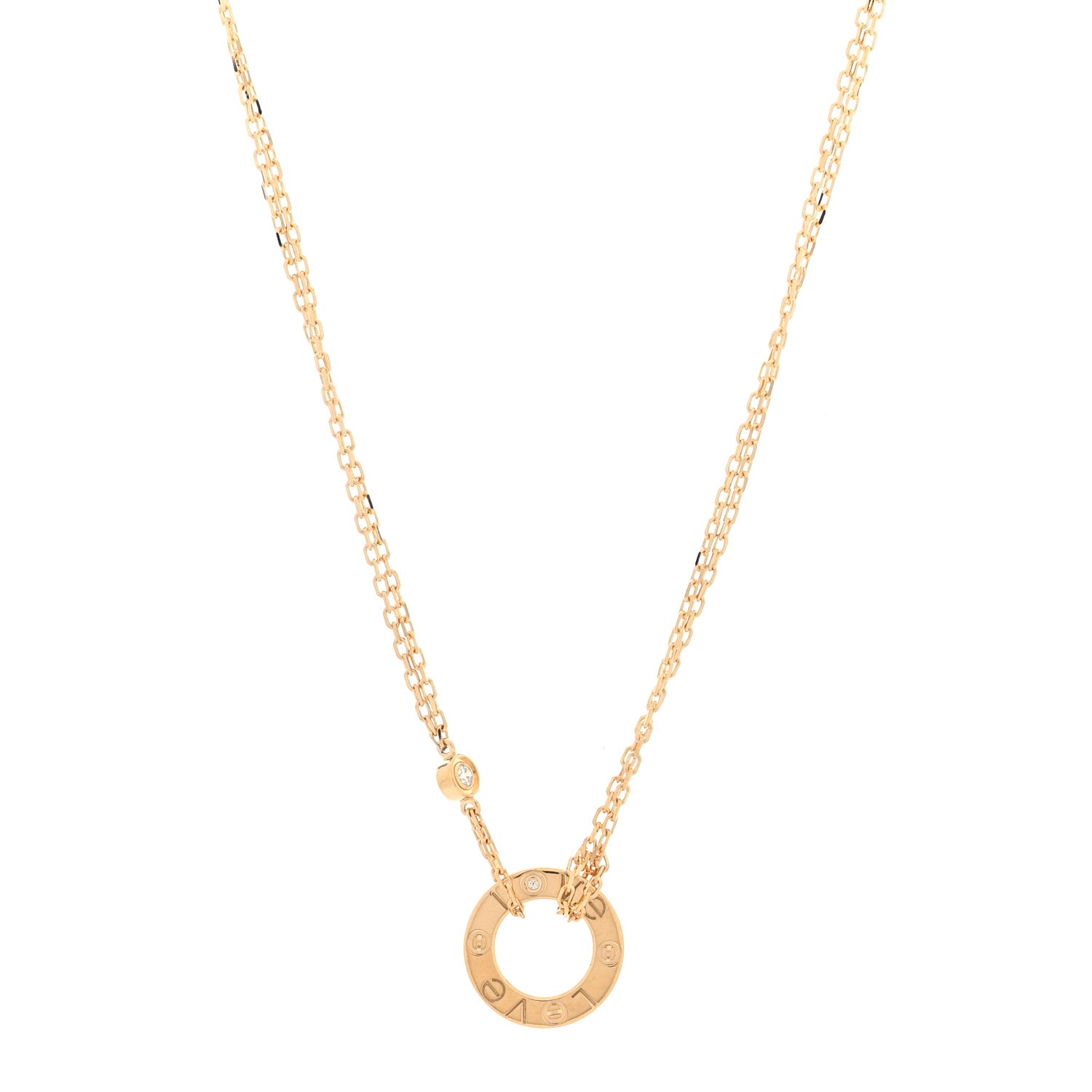 Cartier 18K Yellow Gold 2 Diamond LOVE Necklace 1 of 5