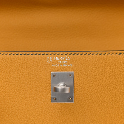 Hermes Togo Horseshoe Kelly Retourne 25 Jaune Ambre Vert Cypress 6 of 10
