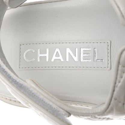 Chanel Laminated Lambskin Quilted Velcro Dad Sandals 36 White 7 of 12
