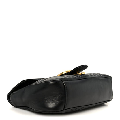 Gucci Calfskin Matelasse Small GG Marmont Shoulder Bag Black 4 of 11