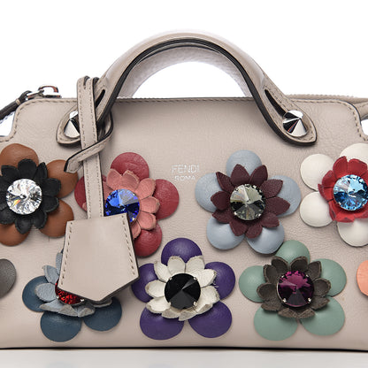 Fendi Vitello Dolce Crystal Flowerland Studded Mini By The Way Boston Bag Grigio Polvere Multicolor 8 of 10