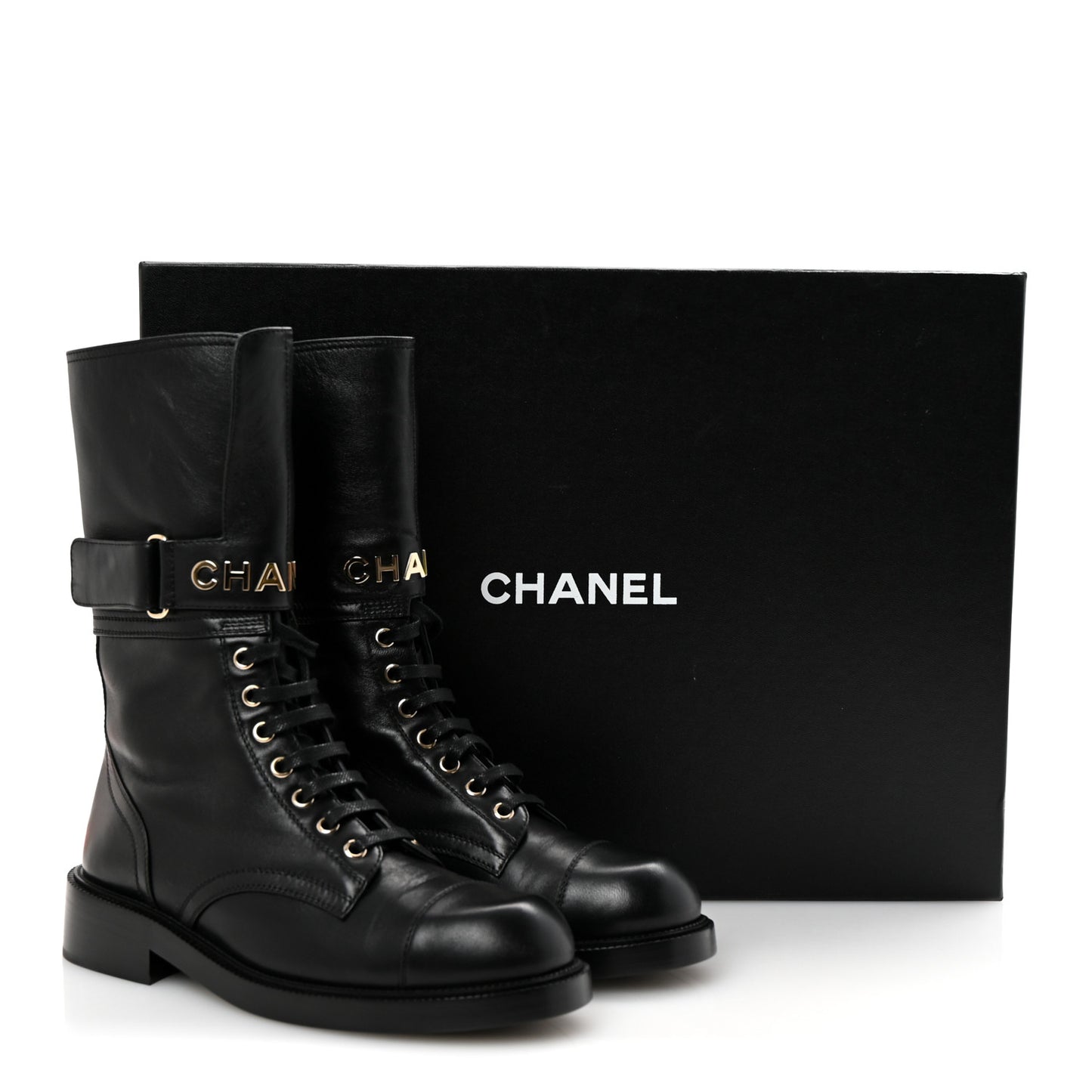 Lambskin Calfskin Lace Up Combat Boots 39 Black
