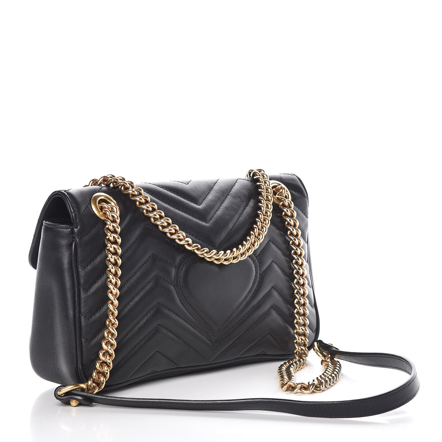 Calfskin Matelasse Small GG Marmont Shoulder Bag Black