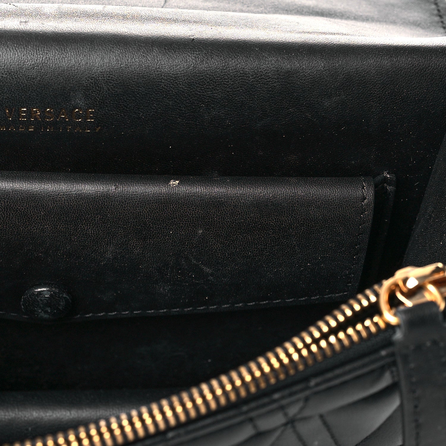 Versace Nappa Quilted Virtus Top Handle Shoulder Bag Black 10 of 21