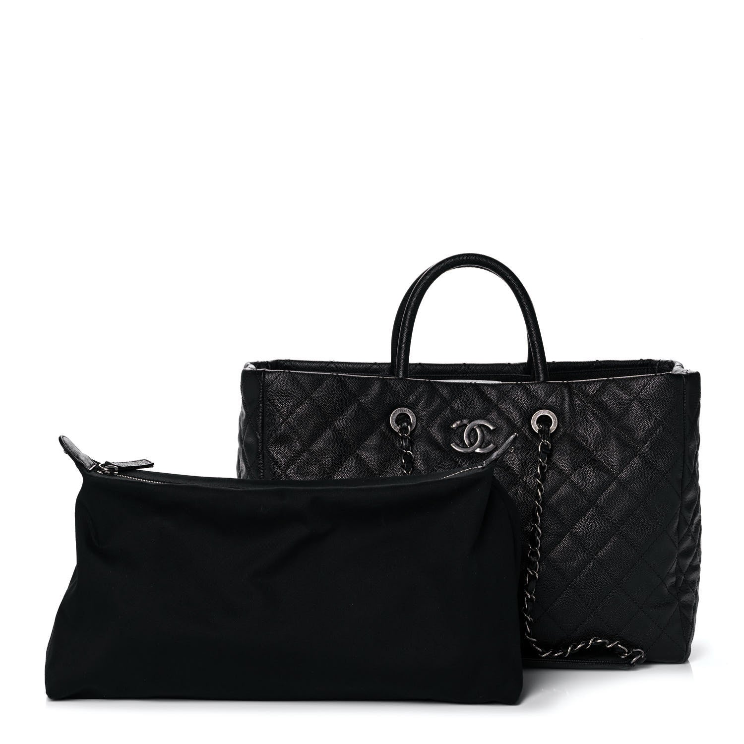 Chanel Caviar Quilted Large Coco Handle Shopping Tote Black 1 of 16