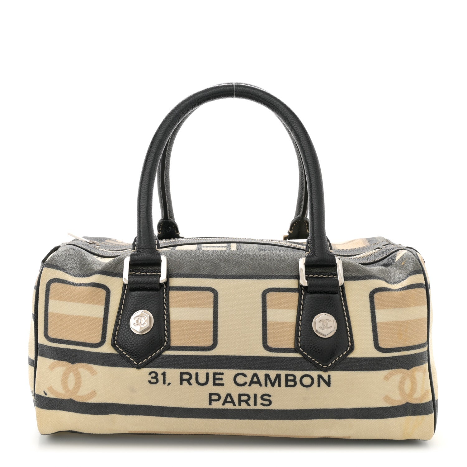 Chanel Coated Canvas Le Train Boston Bag Black 1 of 13