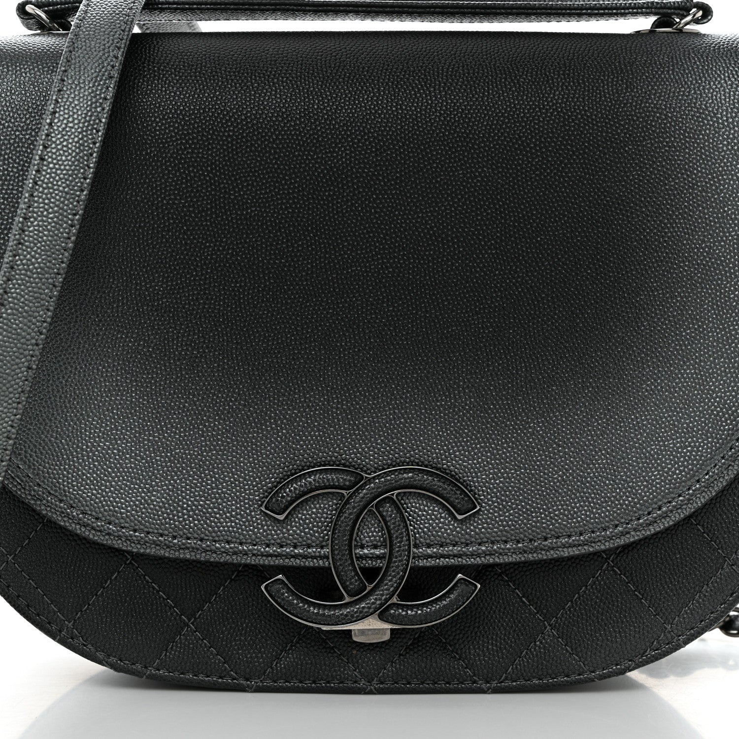 Chanel Metallic Caviar Quilted Medium Coco Curve Messenger Flap Black Ruthenium 8 of 10