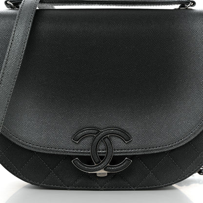 Chanel Metallic Caviar Quilted Medium Coco Curve Messenger Flap Black Ruthenium 8 of 10