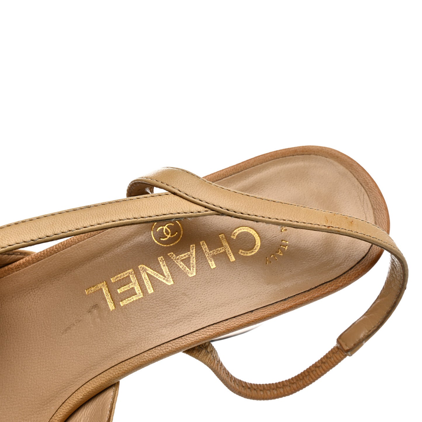 Goatskin Grosgrain Cap Toe CC Slingback Pumps 36 Beige Black