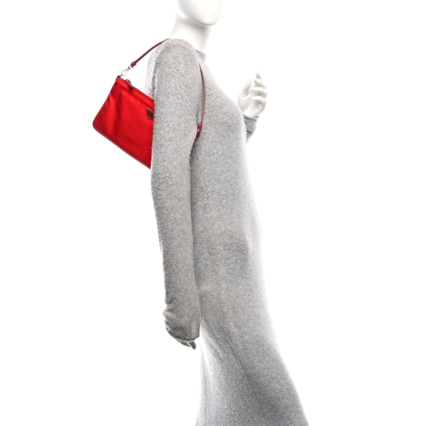 Re-Nylon Saffiano Pouch Red