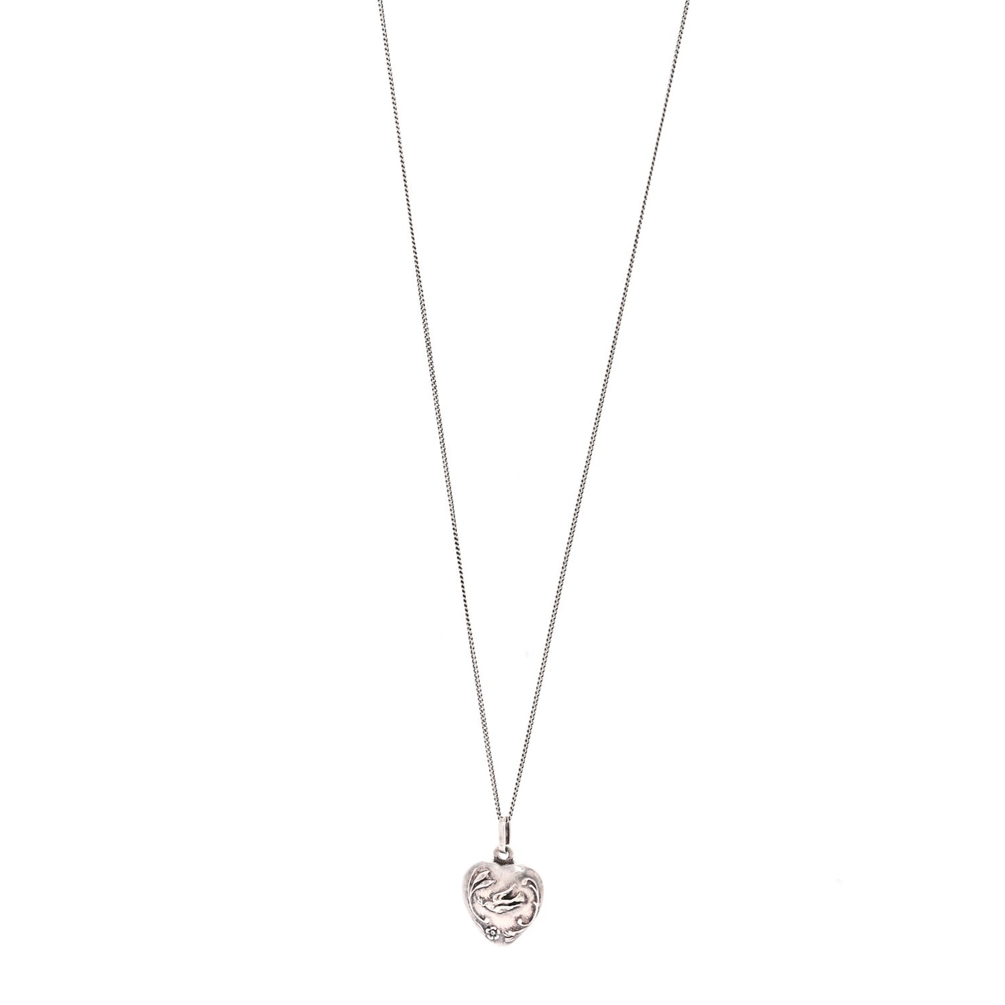 Metal Heart Necklace Silver