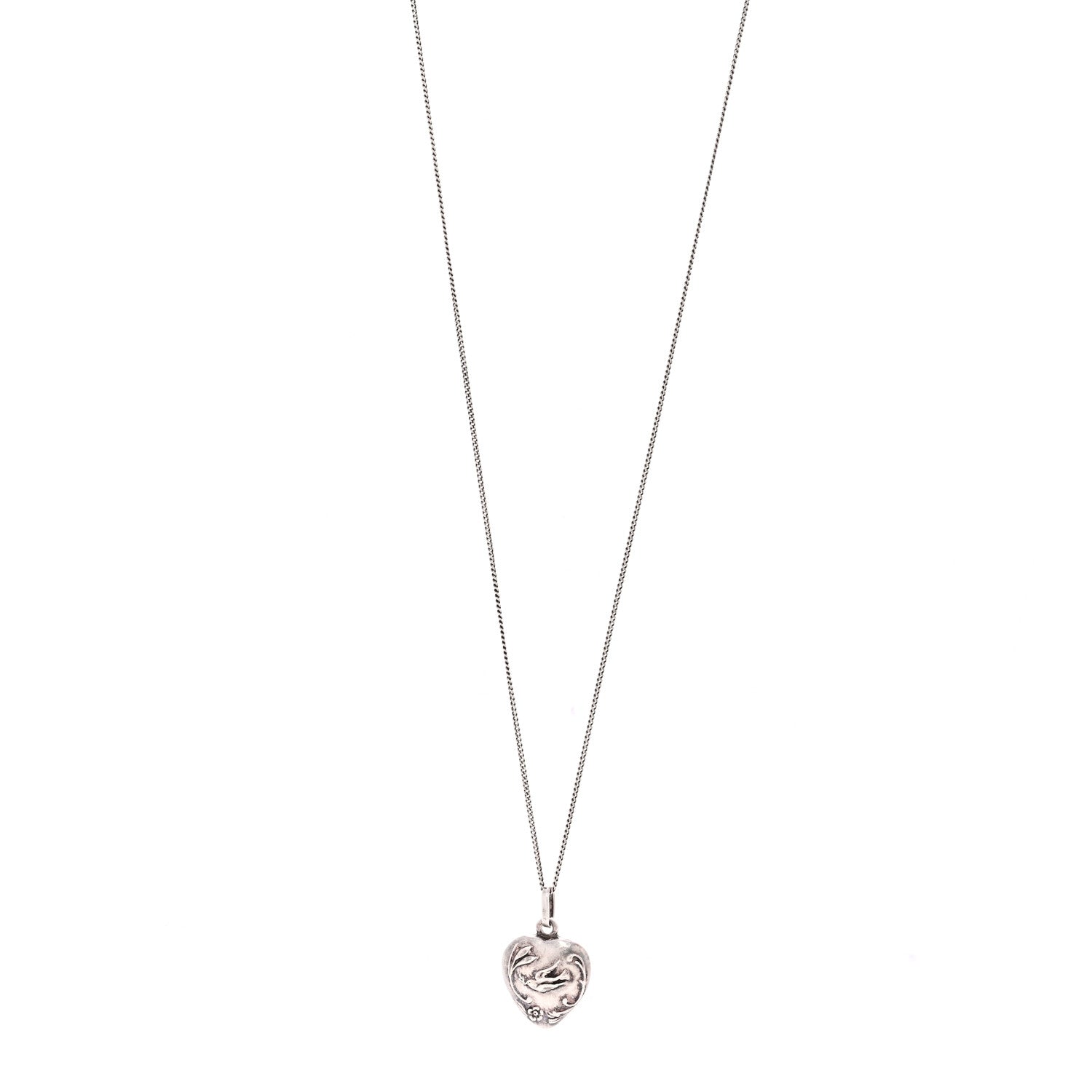 Saint Laurent Metal Heart Necklace Silver 3 of 6
